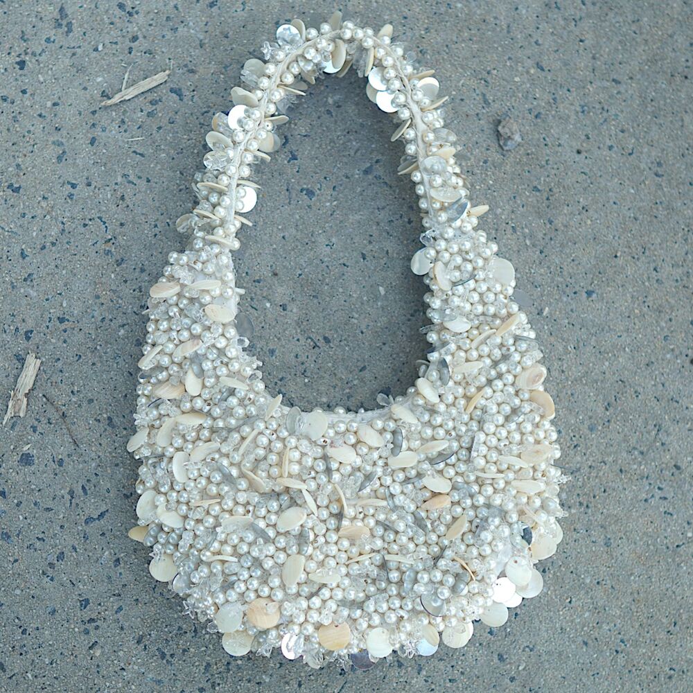 Shell Faux Pearl Beaded Shoulder Bag Purse Small Mermaidcore Coastal Chic